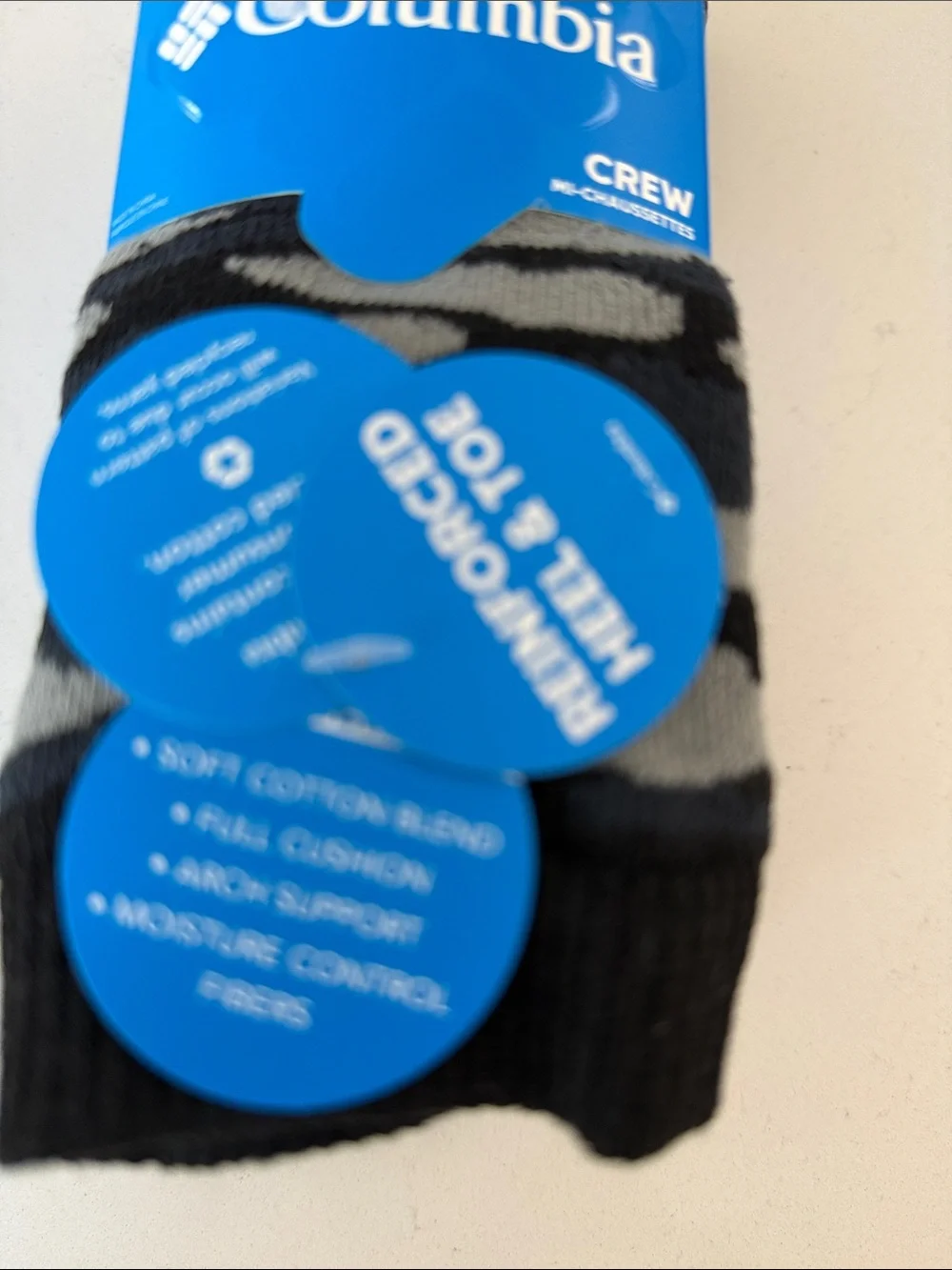 Columbia Men’s Crew Socks - Black & Gray (4 Pack)